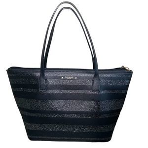 EUC Kate Spade Haven Lane Striped Sparkly Hani Tote Handbag